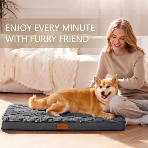 Patas Lague Orthopedic Large Dog Bed Pet Crate Mat 56''X40'' Dark Grey - Image 2