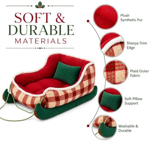 Dog Bed Medium Size Dog Cat Beds for Indoor Cats Christmas Holiday Pet Bed - Image 3