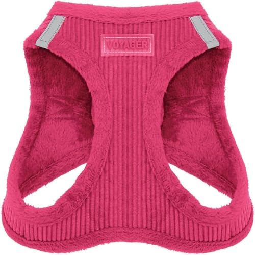 Voyager Step-in Plush Dog Vest Harness -Fuchsia Corduroy by BestPetSuppliesLLC