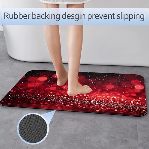 Rose Gold Glitter Bathroom Rug 29.5"x17", Super Absorbent Fast Drying Bath Mat - Image 3