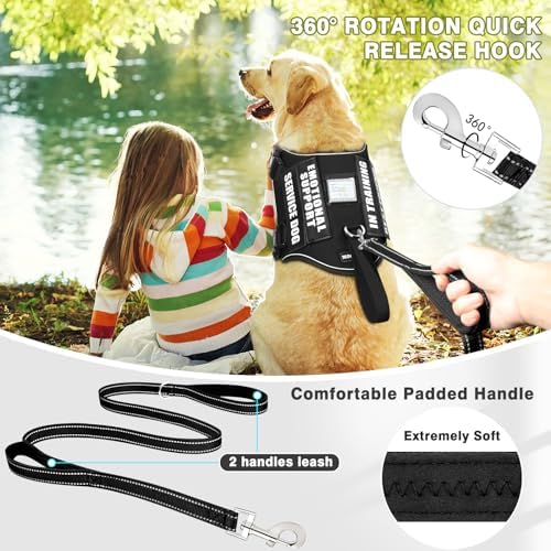 Service Dog Vest Harness and Leash Set+10 Patches, No Pull&Easy Walk Reflective - Image 2
