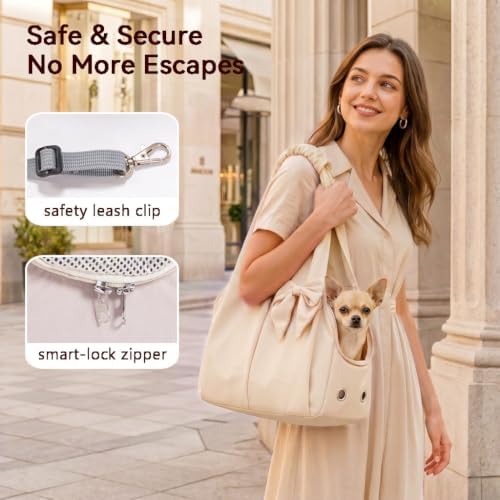 Fashion Dog Purse Carrier for Small Dogs and Cats, Soft-Sided Puppy Tote Bag Up - Image 6