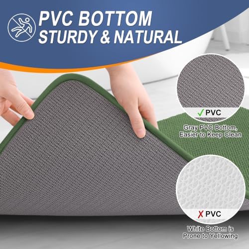 OLANLY Memory Foam Bathroom Runner Rugs 47x17, Long Bath Mats, Olive Green - Image 4
