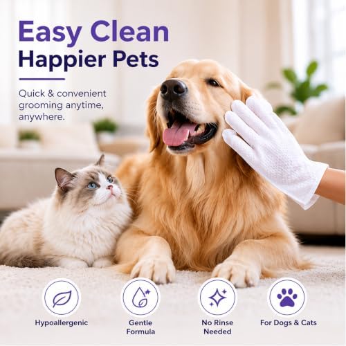 LEVOS 6PCS Pet Glove Dog Cats Wipes Paws and Butt Bath Waterless Cleaning - Image 2