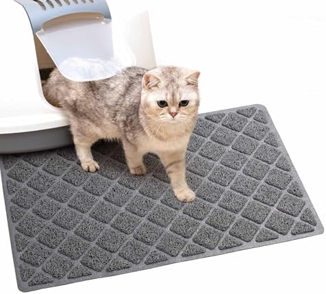 Cat Litter Box Mat, 23 x 14 In, Trapping Mat Premium Durable PVC Pad by BOOMIBOO