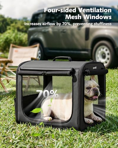 Dog Car Carrier Light Weight 24×17.7×20.5in, Foldable Dog Carrier, Dark Gray - Image 6