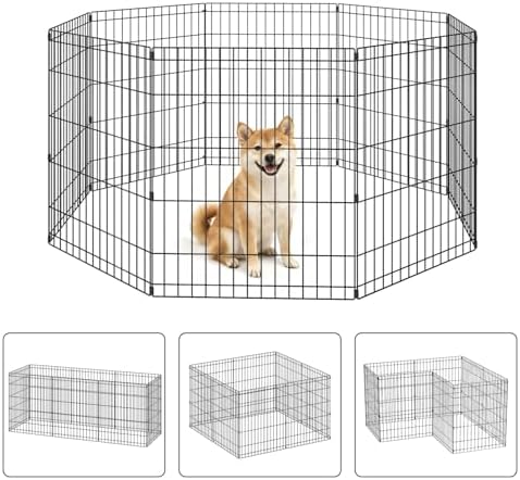 NChanmar Pet Dog Palypen Portable Metal Dog Fence 30In Height 8 Panels by NChanmar