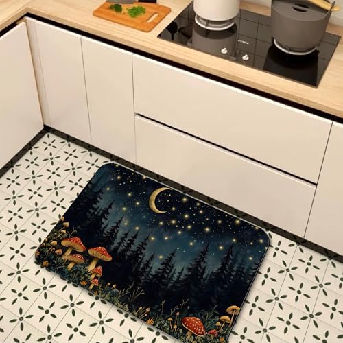 Diatomaceous Bathroom Rugs, Forest Red Mushroom Bathroom Decor, Starry Moon - Image 7