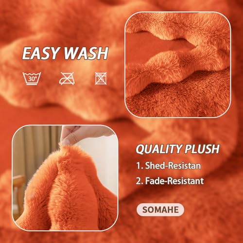 SOMAHE Soft Faux Fur Cat Blanket, Small 22x18 Vibrant Orange - Image 6