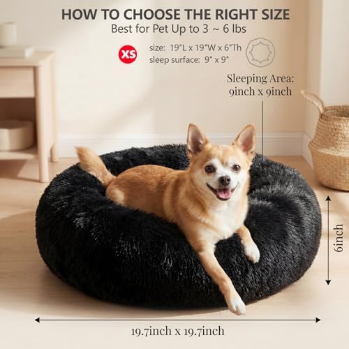 nononfish Puppy Beds for Small Dogs Washable 19" Black Calming and Anxiety Pet - Image 3