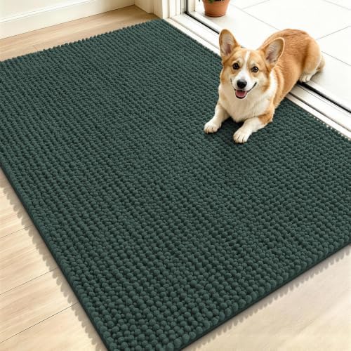 Smiry Dog Door Mat for Muddy Paws 44x32, Ultra Absorbent Chenille Doormat by Smiry