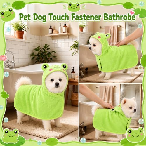 Cuffbow Frog Hooded Dog Bath Towel Robe - Image 4