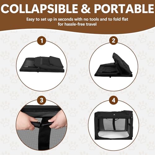X-ZONE PET Dog Crate 3-Door Kennel, Collapsible Portable Soft Sided Pet Carriers - Image 5