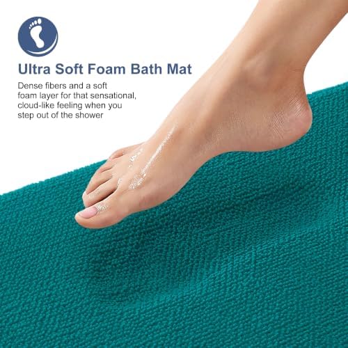 OLANLY Memory Foam Small Bathroom Rugs 24x16, Absorbent Bath Mat, Deep Lake - Image 2