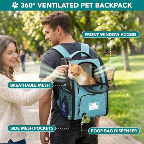 PetAmi Expandable Dog Cat Backpack Carrier, Airline Approved, Teal Blue - Image 5