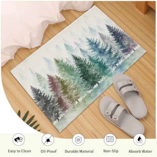 Giwawa Pine Tree Bath Rug Natural Forest Fog Washable Bathtub Mat Non Slip - Image 5