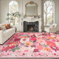Pink Floral Large Washable Area Rug 8x10 by WelcometoBabovid