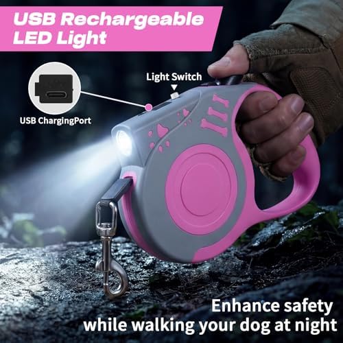 Retractable Dog Leash with USB Rechargeable Flashlight - Image 2