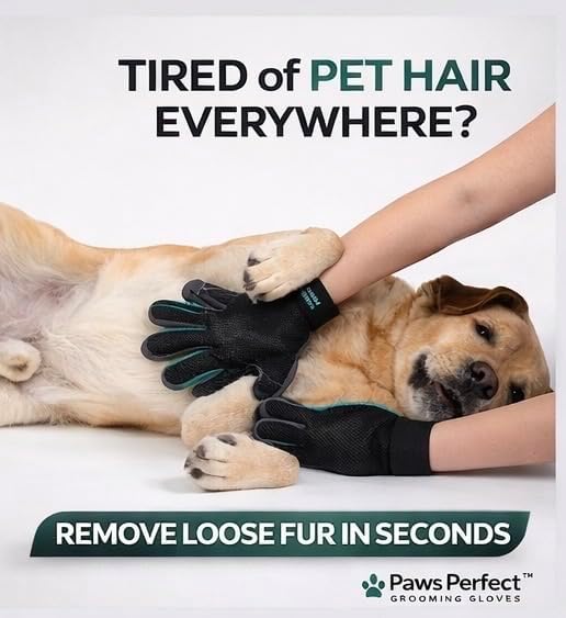 Pet Grooming Gloves for Dogs and Cats, Deshedding Hair Remover Mitt, 2 Pack - Image 3