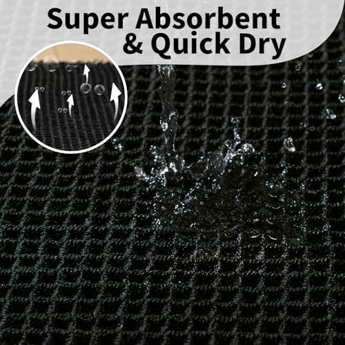 Long Black Bathroom Rug, Waffle Bath Mat Runner Non Slip, 24 x 60 - Image 6