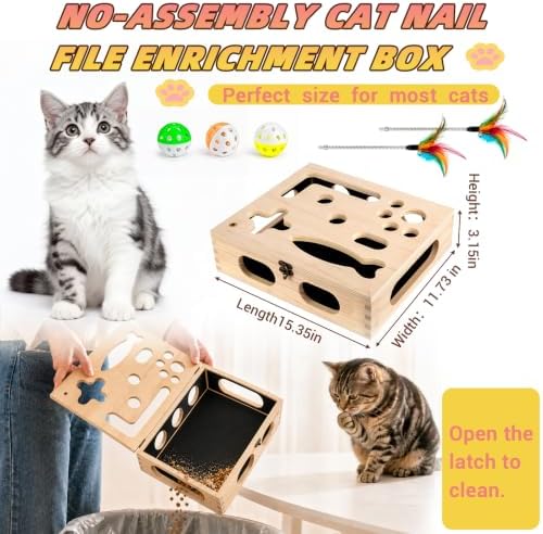 Cat Scratch Puzzle Enrichment Box, Interactive Cat Toy - Image 5