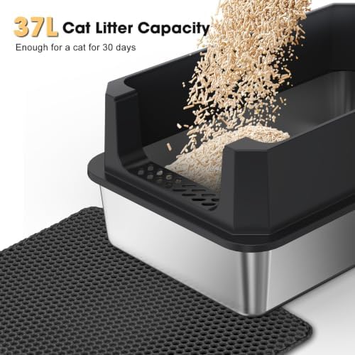 FURTIME Stainless Steel Cat Litter Box, Extra Large Cats Metal Litter Box - Image 4