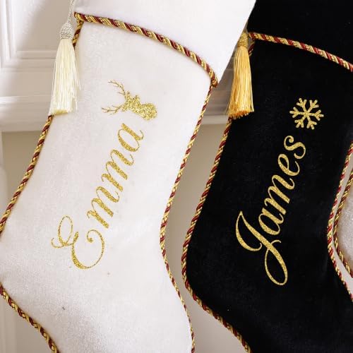 Personalized Christmas Stockings with Names 3 Pack Black White - Image 7
