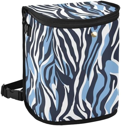 Car Trash Can Blue and White Zebra Car Garbage Bag by Oarencol