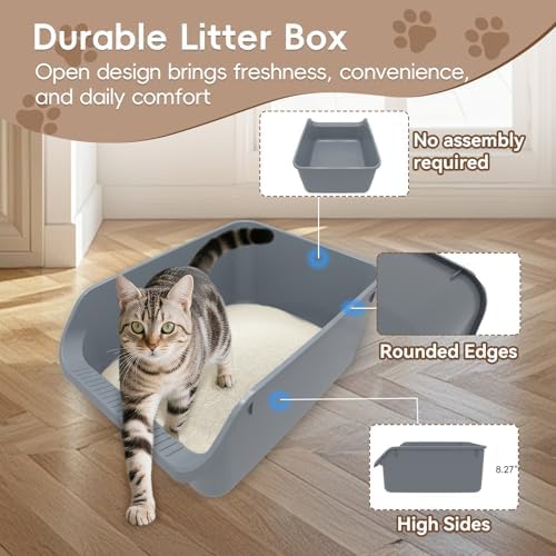 Large Cat Litter Box with High Sides, Durable Open Top Cat Litter Pan - Image 5