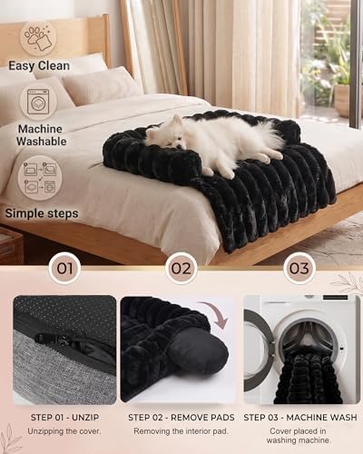 Calming Dog Bed/Mat for Couch, Faux Rabbit Fur Pet Sofa Furniture Protector - Image 3