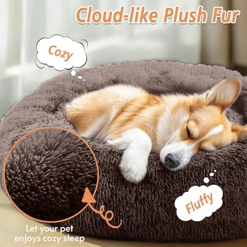 JOLLYVOGUE Calming Dog Bed Medium Size Dog, 31in Donut Washable Medium Pet Bed - Image 2