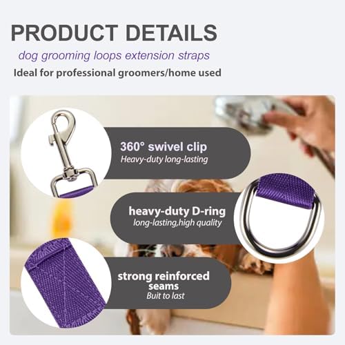 Dog Grooming Loop Extension Straps 2 Pack Heavy Duty Nylon Grooming Noose - Image 2
