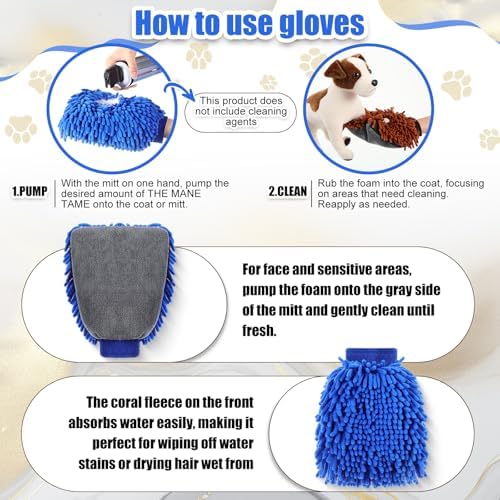 Teenyyou 2 Pcs Dog Towel Chenille Microfiber Pet Grooming Gloves - Image 3