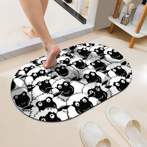 Cartoon Many Sheep, Super Absorbent Quick-Drying Bathroom Mat Rug, Rubber by ZHUZHISHAN