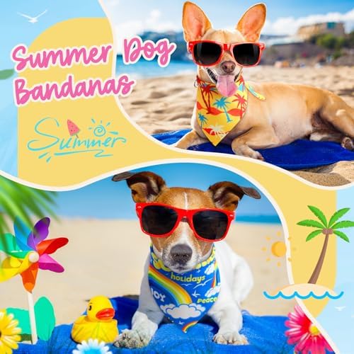 Preboun 50 Pcs Summer Bandanas for Dogs Bulk, Hawaiian Tropical Style - Image 2