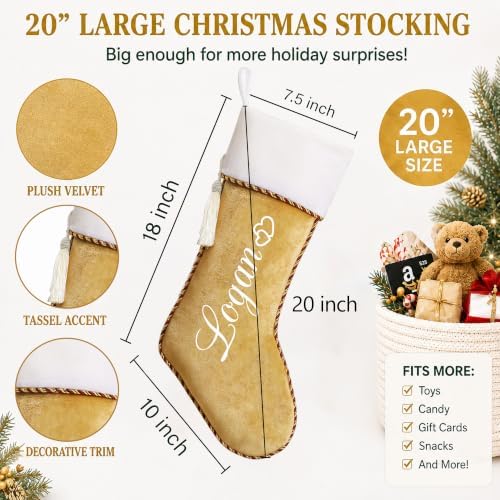 Personalized Christmas Stockings with Names 4 Pack White Gold - Image 5