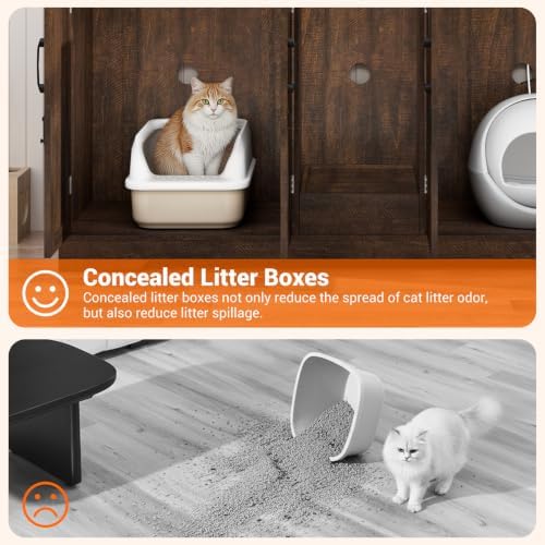 59.1" Cat Litter Box Enclosure for 2 Cats, Hidden Litter Box Furniture - Image 4