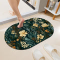 Dark Teal Leaves Flowers Super Absorbent Quick-Drying Bathroom Mat Rug by ZHUZHISHAN