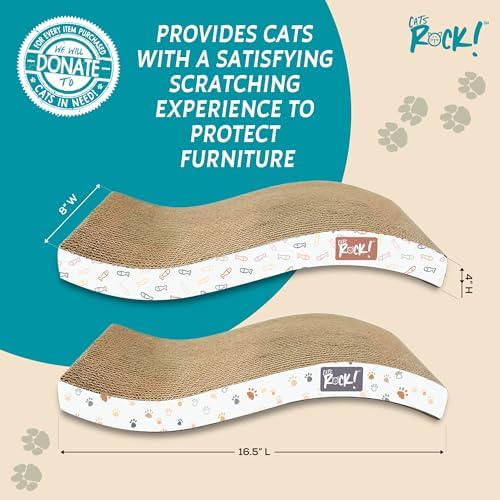 Cats Rock Scratching Board for Indoor Cats, Corrugated Cardboard Cat Scratcher - Image 5