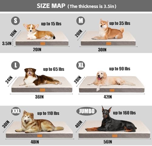 Patas Lague Orthopedic Large Dog Bed Washable Pet Sofa Mat 48''X30'' Ivory - Image 6