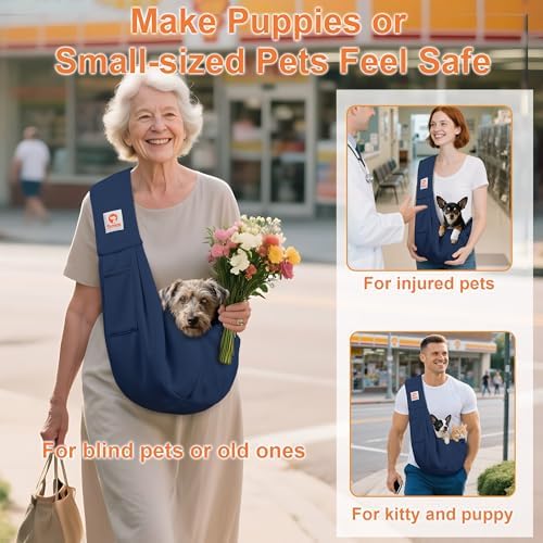 Tomkas Small Dog Cat Sling Carrier Puppy Purse Travel Wrap Soft Crossbody Pet - Image 2