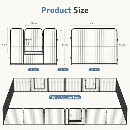 DUMOS Dog Playpen 24 Inch 24 Panels Indoor Outdoor Metal Pet Fence - Image 5