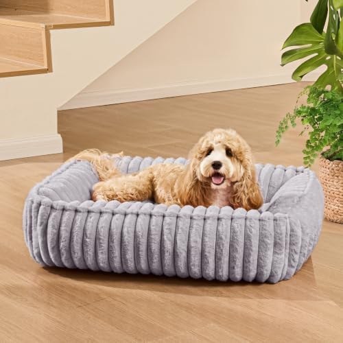 Orthopedic Large Dog Bed Calming Pet Sofa Bed 32''x24'' Grey - Image 2