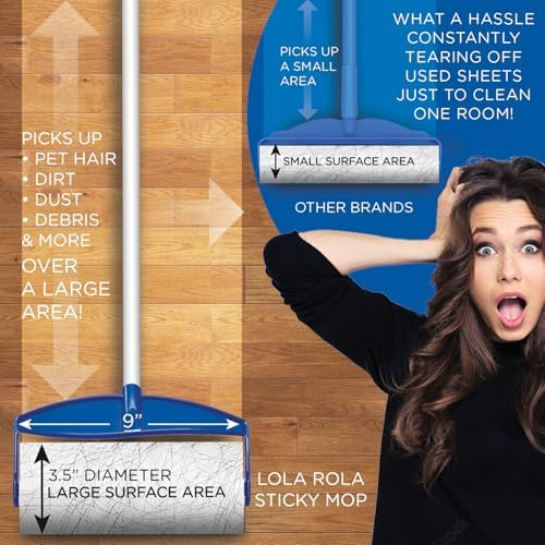 LOLA Rola Sticky Mop Refills, Giant Adhesive Roller, Traps Dirt, Dust & Hair - Image 4