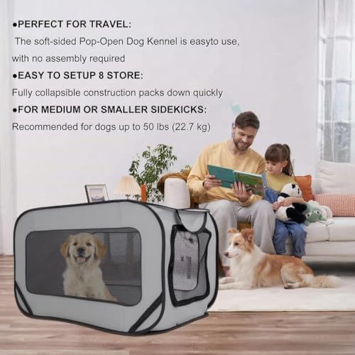 36 Inch Foldable Dog Kennel for Medium Dogs, Portable Waterproof Pop-Up Pet - Image 4