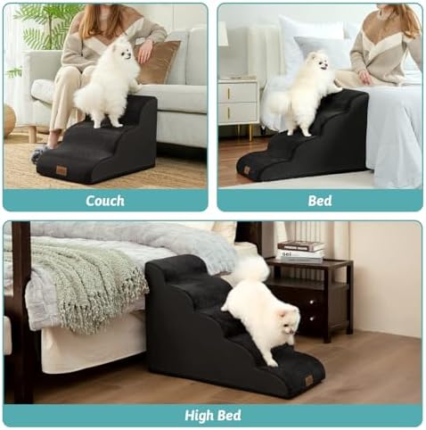 COZY KISS Wide Dog Stairs for Small Dog 15.7" H, 3 Step Pet Ramp for Couch - Image 6