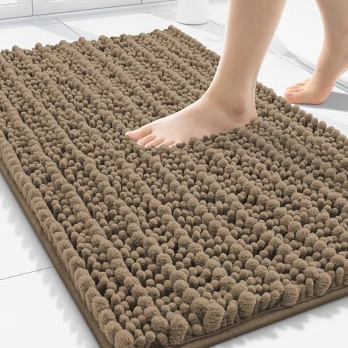 Smiry Bathroom Rugs 30X20, Extra Soft Rubber Backing Chenille Bath Mats by Smiry