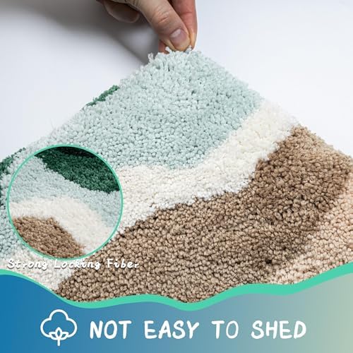 Microfiber Coastal Green Bathroom Rugs Soft Non Slip Bath Mat - Image 6