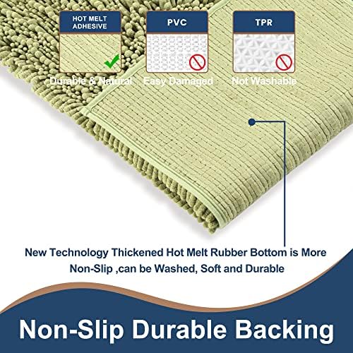 Luxury Chenille Light Sage Green Bathroom Rugs Sets 2 Piece, Thickened Hot Melt - Image 2