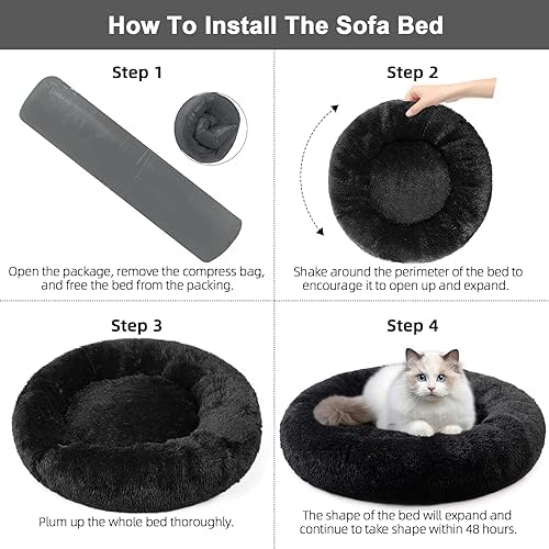 Dog Bed for Small Medium Large Dogs, 24 inch Calming Dogs Bed, Washable-Round - Image 6